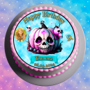 Tortenaufleger Fototorte Tortenbild Geburtstag Halloween Kürbis Totenkopf Herbst Gruselig HW38 (Zuckerpapier) Rund 20 cm Ø ohne Foto