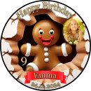 3D Tortenaufleger Fototorte Tortenbild Geburtstag Party Weihnachten Christmas Xmas Lebkuchenmann WN10 (Zuckerpapier) Rund 14 cm Ø mit Foto