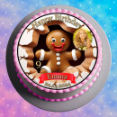 3D Tortenaufleger Fototorte Tortenbild Geburtstag Party Weihnachten Christmas Xmas Lebkuchenmann WN10 (Zuckerpapier) Rund 14 cm Ø mit Foto