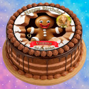 3D Tortenaufleger Fototorte Tortenbild Geburtstag Party Weihnachten Christmas Xmas Lebkuchenmann WN10 (Zuckerpapier) Rund 14 cm Ø mit Foto