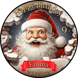 3D Tortenaufleger Fototorte Tortenbild Geburtstag Party Weihnachten Christmas Xmas Weihnachtsmann Santa Claus WN11 (Zuckerpapier)