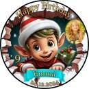 3D Tortenaufleger Fototorte Tortenbild Geburtstag Party Weihnachten Christmas Xmas Elfen Weihnachtself WN13 (Zuckerpapier)