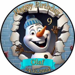 3D Tortenaufleger Fototorte Tortenbild Geburtstag Party Weihnachten Christmas Xmas Schneemann Olaf WN14 (Zuckerpapier)