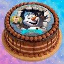 3D Tortenaufleger Fototorte Tortenbild Geburtstag Party Weihnachten Christmas Xmas Schneemann Olaf WN14 (Zuckerpapier) Rund 20 cm Ø ohne Foto