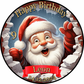 3D Tortenaufleger Fototorte Tortenbild Geburtstag Party Weihnachten Christmas Xmas Weihnachtsmann Santa Claus WN15 (Zuckerpapier)