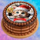 3D Tortenaufleger Fototorte Tortenbild Geburtstag Party Weihnachten Christmas Xmas Katze Kätzchen Kitten Cat WN19 (Zuckerpapier)
