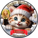 3D Tortenaufleger Fototorte Tortenbild Geburtstag Party Weihnachten Christmas Xmas Katze Kätzchen Kitten Cat WN19 (Zuckerpapier)