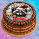 3D Tortenaufleger Fototorte Tortenbild Geburtstag Party Weihnachten Christmas Xmas Waschbär Rocket WN20 (Zuckerpapier)