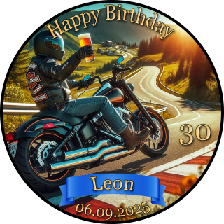 Tortenaufleger Tortendeko Fototorte Tortenbild Geburtstag Party Motorrad Harley Chopper Bike FZ13 (Zuckerpapier)