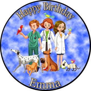 Tortenaufleger Tortendeko Fototorte Tortenbild Geburtstag Tierarzt Tierärztin Veterinär 20 cm Ø TA01 (Zuckerpapier)