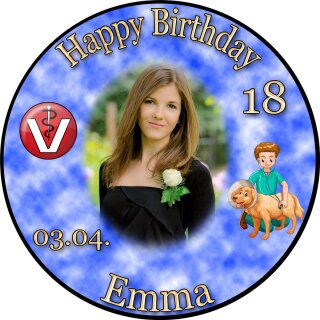Tortenaufleger Tortendeko Fototorte Tortenbild Geburtstag Tierarzt Tierärztin Veterinär 20 cm Ø TA03 (Zuckerpapier)