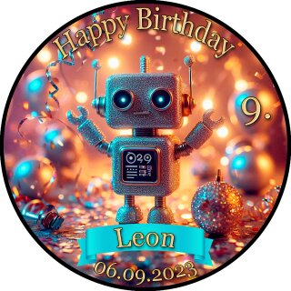 Tortenaufleger Tortendeko Fototorte Tortenbild Geburtstag Roboter Zuckerbild RO01