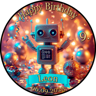 Tortenaufleger Tortendeko Fototorte Tortenbild Geburtstag Roboter Zuckerbild RO01