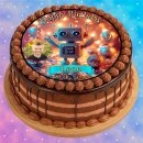 Tortenaufleger Tortendeko Fototorte Tortenbild Geburtstag Roboter Zuckerbild RO01 Rund 14 cm Ø mit Foto