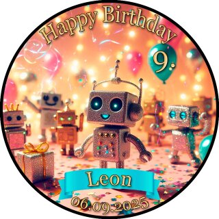 Tortenaufleger Tortendeko Fototorte Tortenbild Geburtstag Roboter Zuckerbild RO02