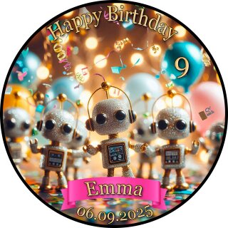 Tortenaufleger Tortendeko Fototorte Tortenbild Geburtstag Roboter Zuckerbild RO03