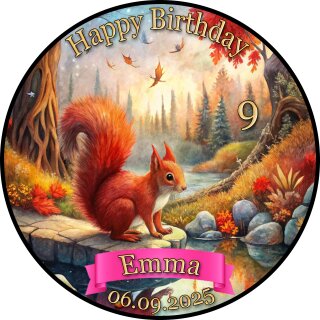 Tortenaufleger Tortendeko Fototorte Tortenbild Geburtstag Party Eichhörnchen EI01 (Zuckerpapier)