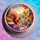 Tortenaufleger Tortendeko Fototorte Tortenbild Geburtstag Party Eichhörnchen EI01 (Zuckerpapier)