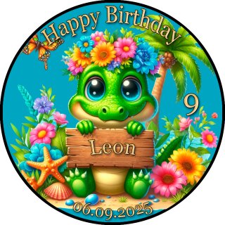 Tortenaufleger Tortendeko Fototorte Tortenbild Geburtstag Party Krokodil KR01 (Zuckerpapier)