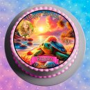Tortenaufleger Schildkröte | Sonnenuntergang Strand Meer