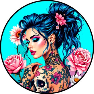 Tortenaufleger Tortendeko Fototorte Geburtstag Party Tattoo Girl 20 cm Ø TG01