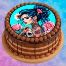 Tortenaufleger Tortendeko Fototorte Geburtstag Party Tattoo Girl 20 cm Ø TG01