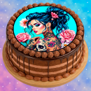Tortenaufleger Tortendeko Fototorte Geburtstag Party Tattoo Girl 20 cm Ø TG01