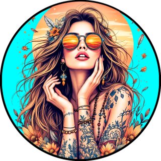 Tortenaufleger Tortendeko Fototorte Geburtstag Party Tattoo Girl 20 cm Ø TG03