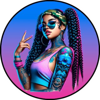 Tortenaufleger Tortendeko Fototorte Geburtstag Party Tattoo Girl 20 cm Ø TG10