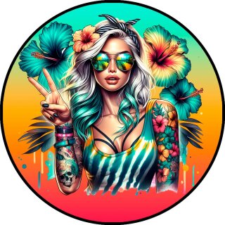 Tortenaufleger Tortendeko Fototorte Geburtstag Party Tattoo Girl 20 cm Ø TG15
