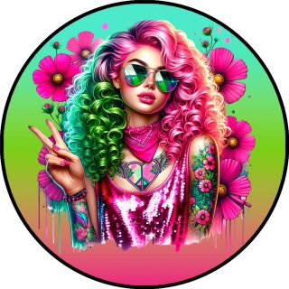 Tortenaufleger Tortendeko Fototorte Geburtstag Party Tattoo Girl 20 cm Ø TG18
