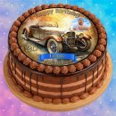 Tortenaufleger Tortendeko Fototorte Tortenbild Geburtstag Happy Birthday Auto Oldtimer Vintage VI01 Rund 14 cm Ø mit Foto