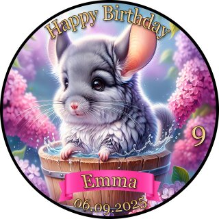 Tortenaufleger Tortendeko Fototorte Tortenbild Geburtstag Party Chinchilla CI01 (Zuckerpapier)