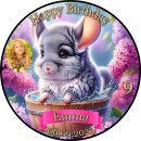 Tortenaufleger Chinchilla | Blumen Podest Rosa