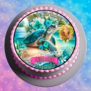 Tortenaufleger Tortendeko Fototorte Tortenbild Geburtstag Party Schildkröte SK02 (Zuckerpapier)