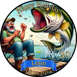 Tortenaufleger Tortendeko Fototorte Tortenbild Geburtstag Hobby Angeln Fische Angler AN03 (Zuckerpapier)