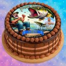 Tortenaufleger Tortendeko Fototorte Tortenbild Geburtstag Hobby Angeln Fische Angler AN03 (Zuckerpapier)