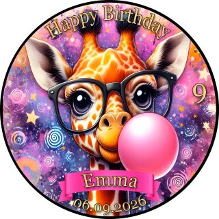 Tortenaufleger Tortendeko Fototorte Tortenbild Geburtstag Party Giraffe GI01 (Zuckerpapier) Rund 14 cm Ø ohne Foto