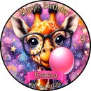 Tortenaufleger Tortendeko Fototorte Tortenbild Geburtstag Party Giraffe GI01 (Zuckerpapier) Rund 14 cm Ø ohne Foto