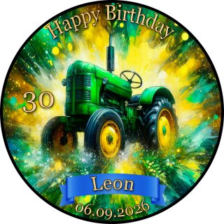 Tortenaufleger Tortendeko Fototorte Tortenbild Geburtstag Party Fahrzeuge Traktor Trecker FZ17 (Zuckerpapier)