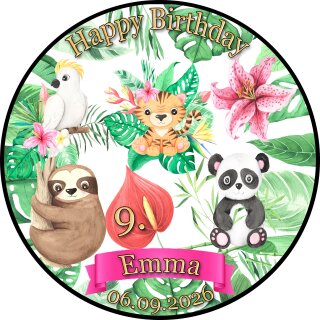 Tortenaufleger Tortendeko Fototorte Tortenbild Geburtstag Party Kakadu Faultier Panda AQ01 (Zuckerpapier)