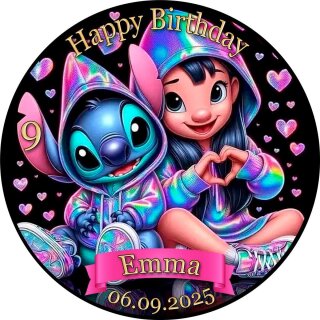 Tortenaufleger Tortendeko Fototorte Tortenbild Geburtstag Party Einschulung Lilo & Stitch LS01 (Zuckerpapier)