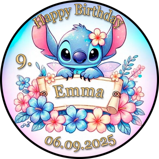 Tortenaufleger Tortendeko Fototorte Tortenbild Geburtstag Party Einschulung Lilo & Stitch LS02 (Zuckerpapier)