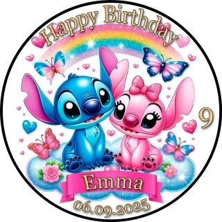 Tortenaufleger Tortendeko Fototorte Tortenbild Geburtstag Party Einschulung Lilo & Stitch LS03 (Zuckerpapier)