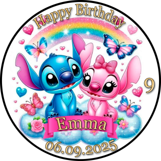 Tortenaufleger Tortendeko Fototorte Tortenbild Geburtstag Party Einschulung Lilo & Stitch LS03 (Zuckerpapier)