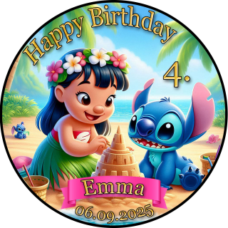Tortenaufleger Tortendeko Fototorte Tortenbild Geburtstag Party Einschulung Lilo & Stitch LS04 (Zuckerpapier)