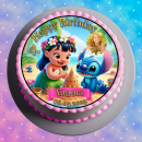 Tortenaufleger Tortendeko Fototorte Tortenbild Geburtstag Party Einschulung Lilo & Stitch LS04 (Zuckerpapier)