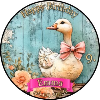 Tortenaufleger Gans | Schleife Blumen Vintage
