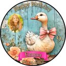 Tortenaufleger Gans | Schleife Blumen Vintage