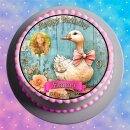 Tortenaufleger Gans | Schleife Blumen Vintage